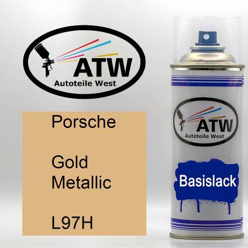 Porsche, Gold Metallic, L97H: 400ml Sprühdose, von ATW Autoteile West.